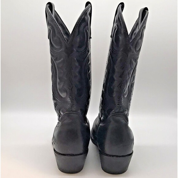 Guide Gear Black Leather 12 " Cowboy Boot Mens 9.5 Western Footwear 5 Row Stitch - Picture 4 of 12
